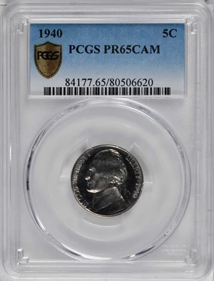 image for: 1940 Jefferson Nickel. Reverse of 1940. Proof-65 Cameo (PCGS). Secure Holder.