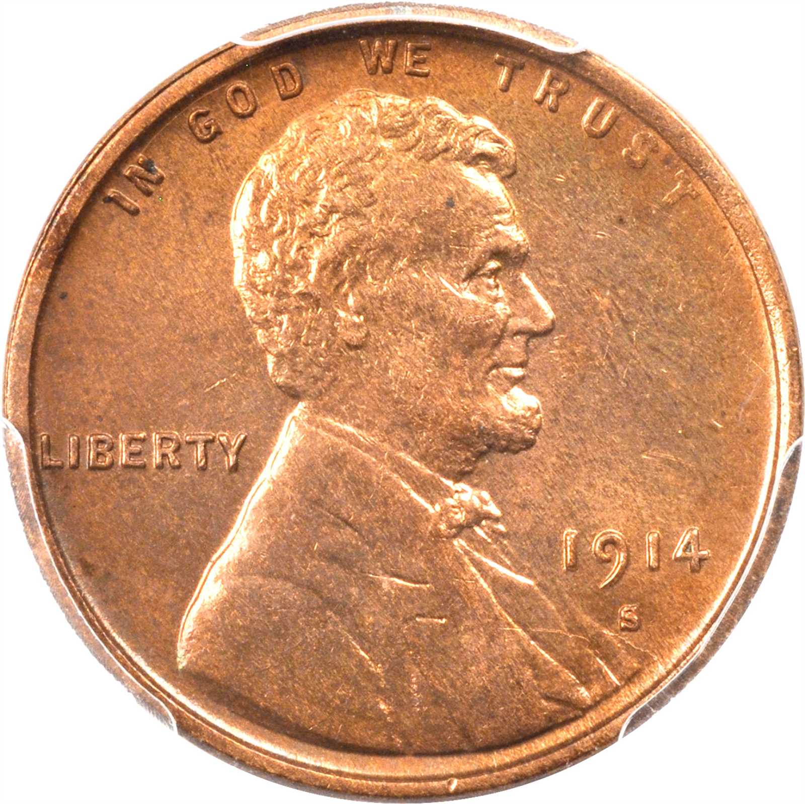 image for: 1914-S Lincoln Cent. Unc Details--Questionable Color (PCGS).