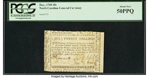 image for: North Carolina December, 1768 20s PCGS About New 50PPQ....