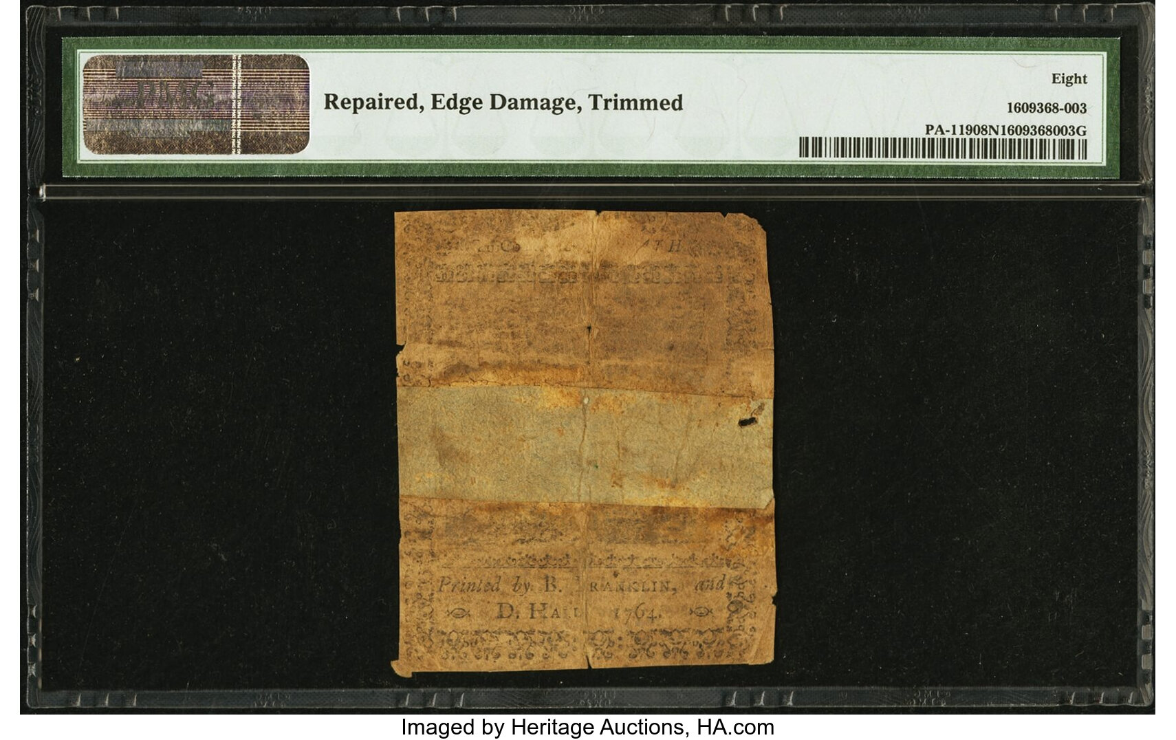 image for: Pennsylvania June 18, 1764 1s PMG Very Good 8 Net....