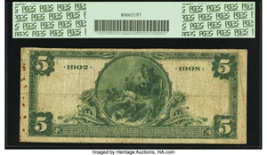 image for: Springfield, MA - $5 1902 Date Back Fr. 596 The Springfield NB Ch. # (N)4907...