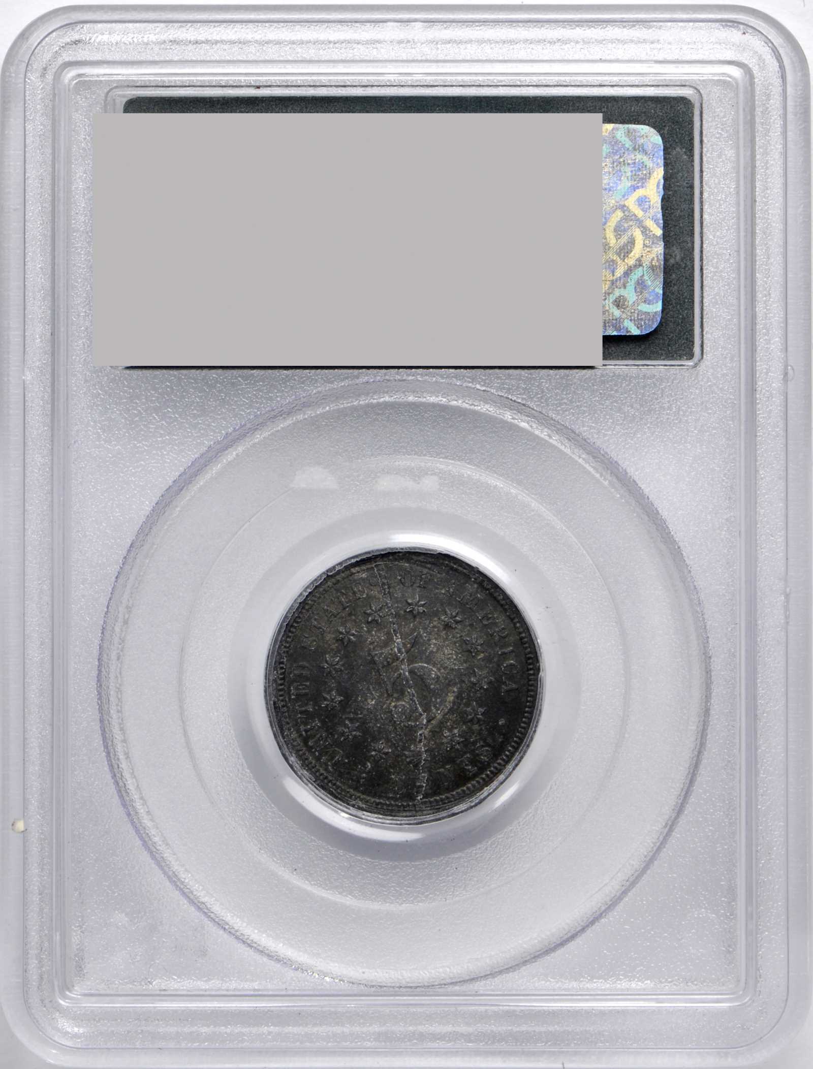 image for: 1866 Pattern Washington Five Cents. Judd-520 Restrike, Pollock-547. Rarity-8. Lead. Plain Edge. Proof-60 (PCGS). OGH.