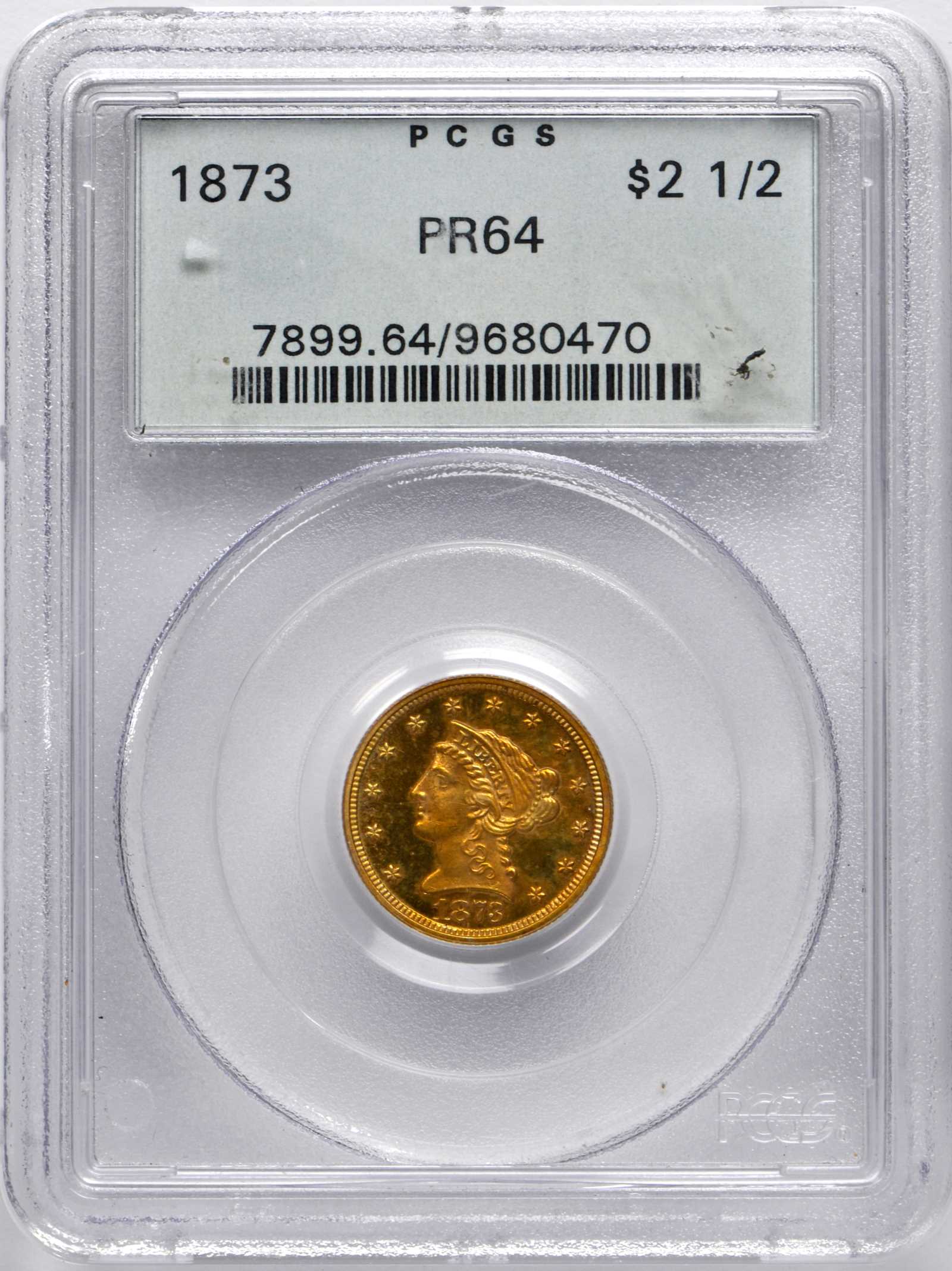 image for: 1873 Liberty Quarter Eagle. Proof-64 (PCGS). OGH.