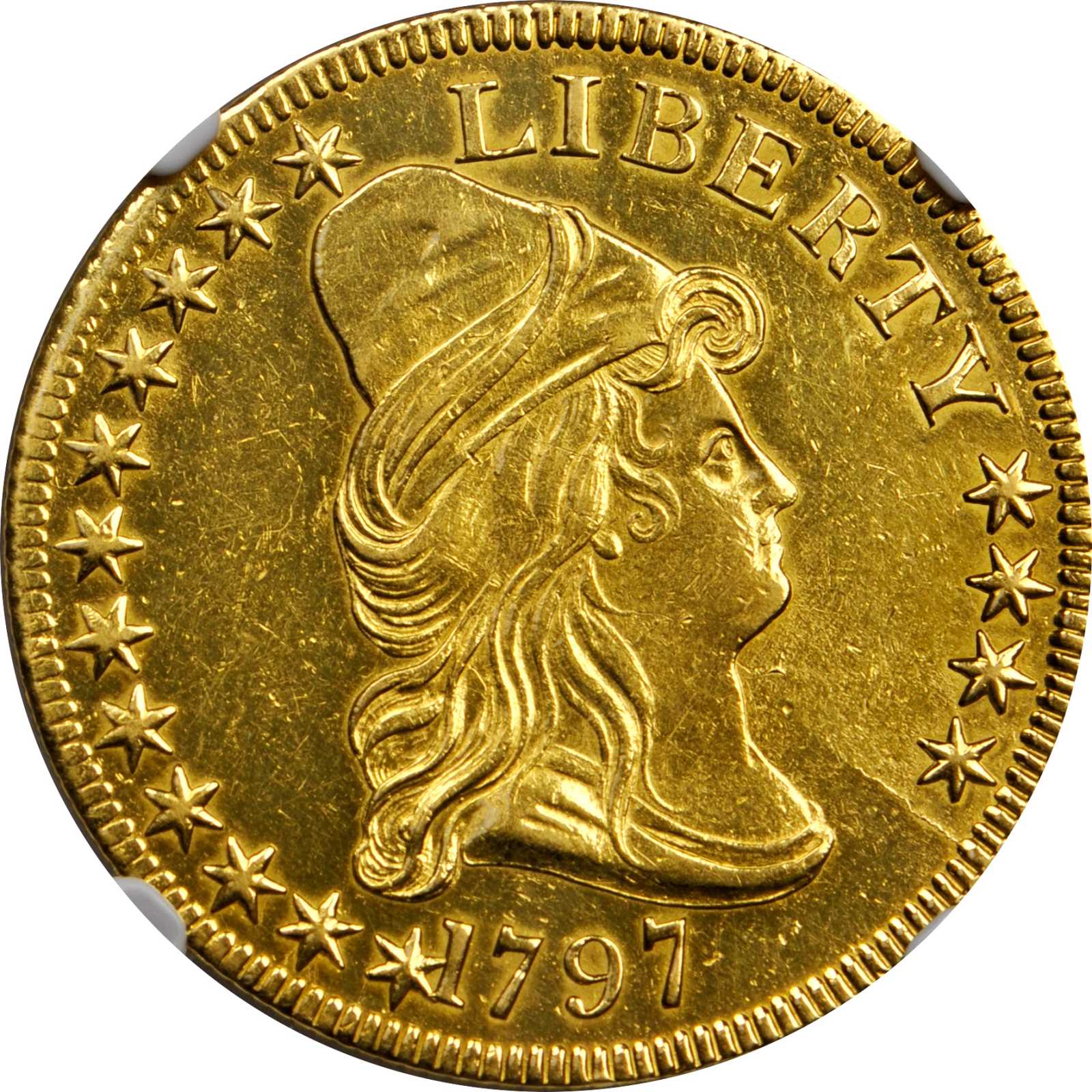 image for: 1797 Capped Bust Right Eagle. Small Eagle. BD-1, Taraszka-7. Rarity-5. AU Details--Polished (NGC).