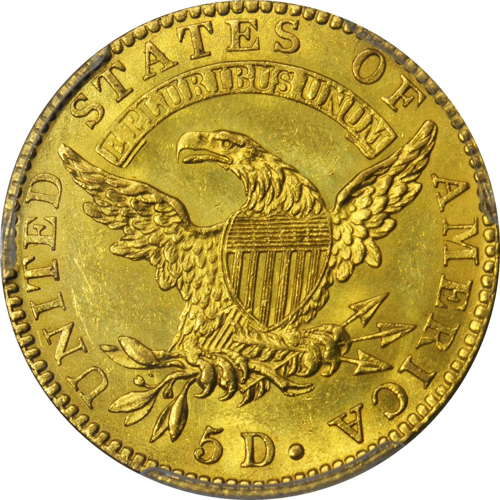 image for: 1824 Capped Head Left Half Eagle. BD-1, the only known dies. Rarity-5+. Unc Details--Cleaning (PCGS).
