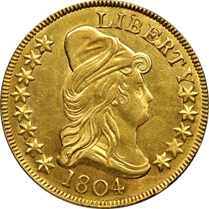image for: 1804 Capped Bust Right Eagle. BD-1, Taraszka-31. Rarity-4+. Crosslet 4. AU Details--Cleaning (PCGS). Secure Holder.