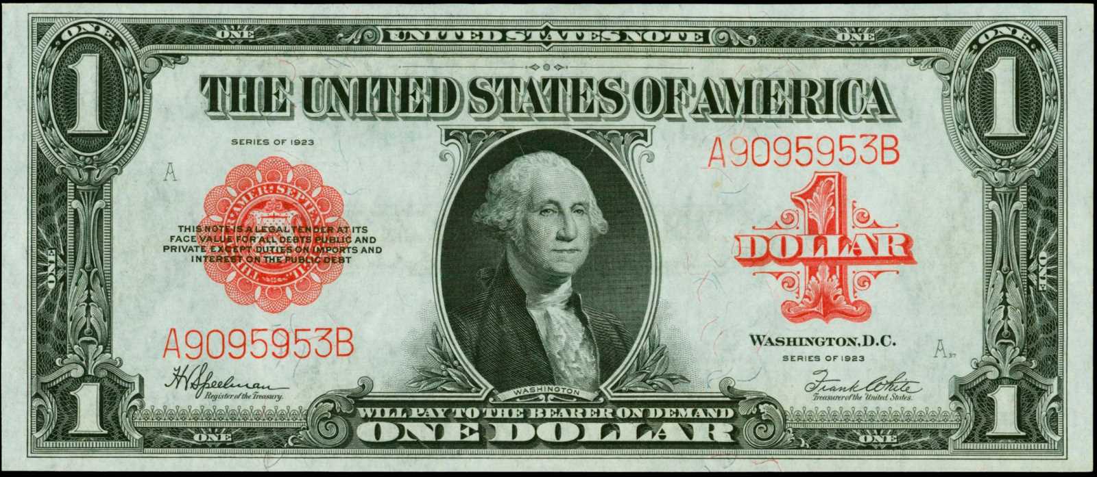 image for: Fr. 40. 1923 $1 Legal Tender Note. PCGS Superb Gem New 67 PPQ.