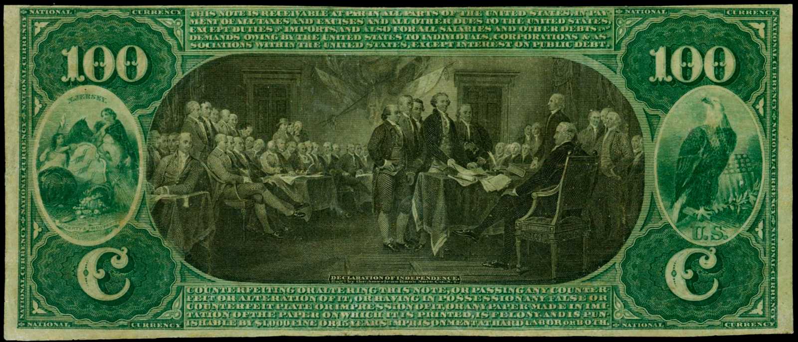 image for: Salem, New Jersey. $100  Original. Fr. 454a. The Salem National Banking Company. Charter #1326. PMG Choice Very Fine 35 Net. Restoration.
