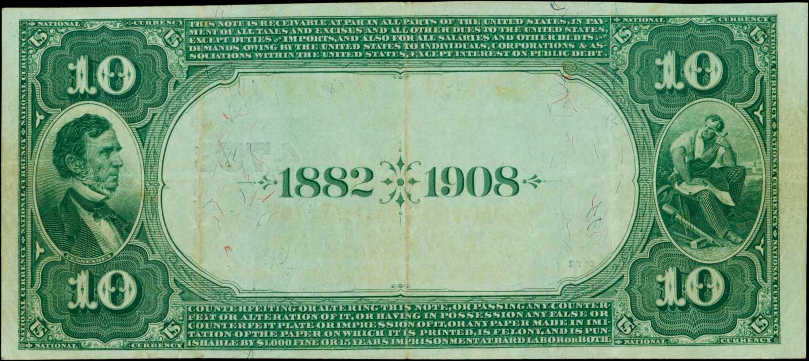 image for: Lowell, Massachusetts. $10  1882 Date Back. Fr. 541. The Traders NB. Charter #4753. PMG Choice Very Fine 35.