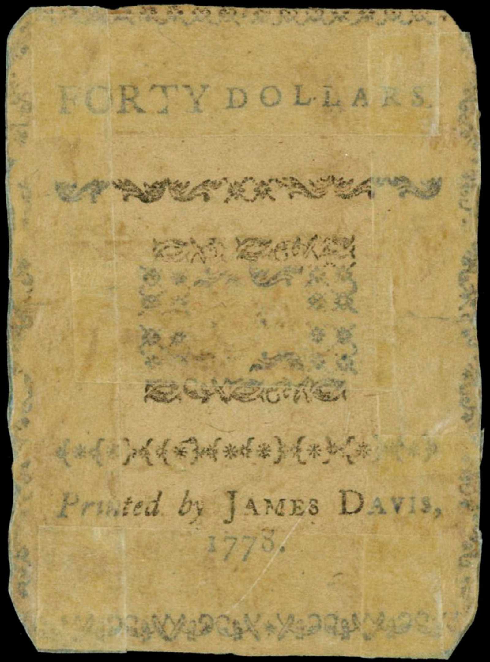 image for: NC-180. North Carolina. August 8, 1778. $40. PCGS Very Fine 20. Apparent. Splits and Tears; Tape Repairs.