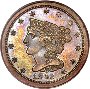 image for: 1846 1/2 C Second Restrike PR64 Brown PCGS. CAC. B-3, R.6....