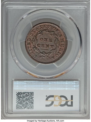 image for: 1831 1C Medium Letters, N-3, R.1, MS64 Brown PCGS. CAC....