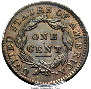 image for: 1831 1C Medium Letters, N-3, R.1, MS64 Brown PCGS. CAC....