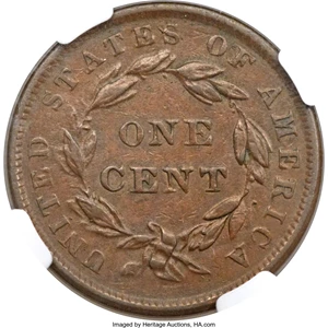 image for: 1839 1C Booby Head, N-15, Low R.6, XF45 NGC....