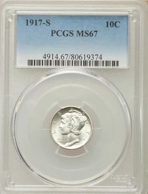 image for: 1917-S 10C MS67 PCGS....