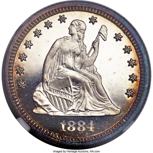 image for: 1884 25C PR68 Cameo NGC. Briggs 2-B....