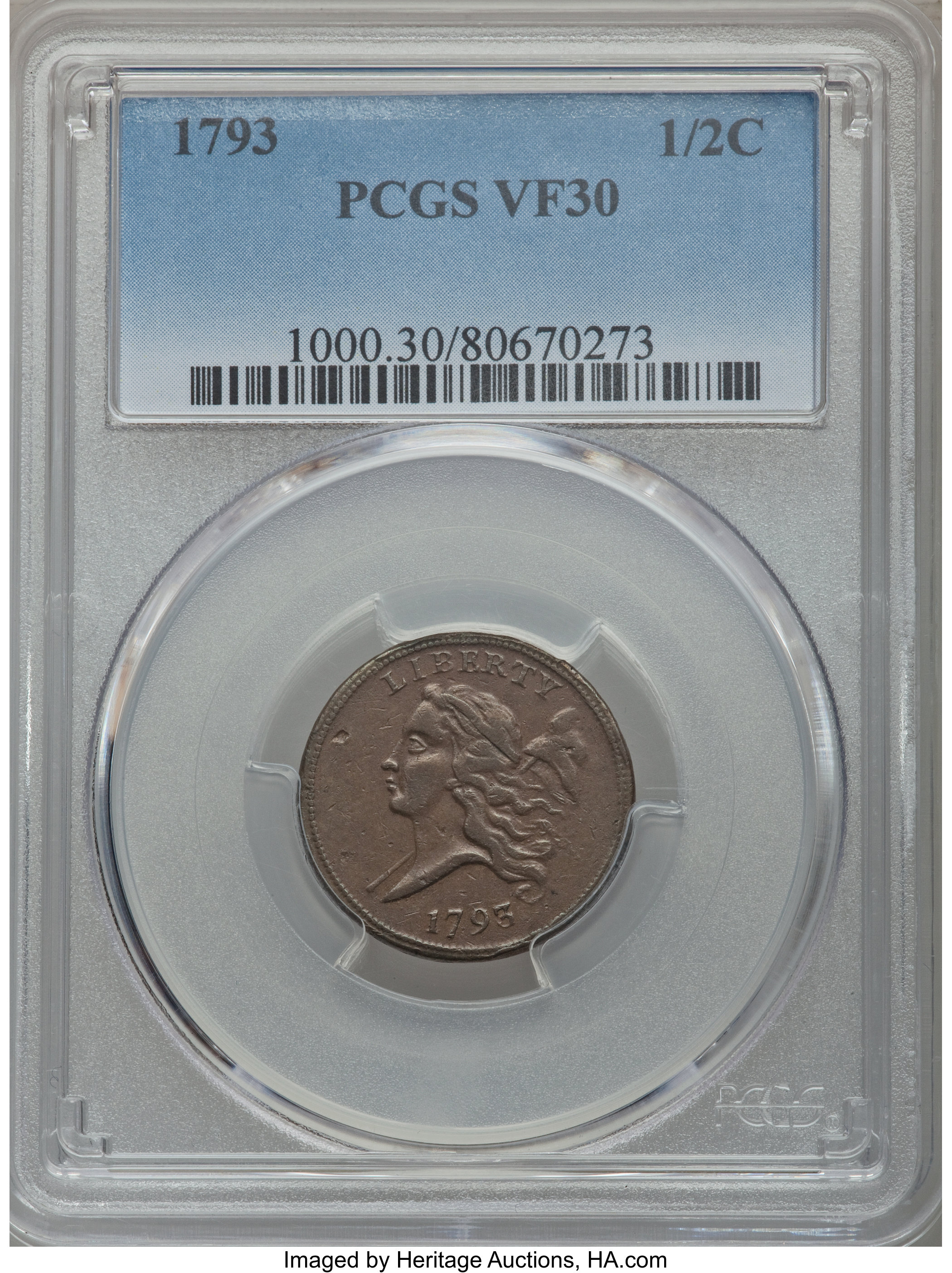 1793 1/2c C-2 MS BN VF30 BN thumbnail 4