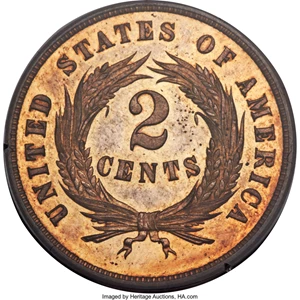 image for: 1864 2C Small Motto PR62 Red and Brown PCGS. FS-401....
