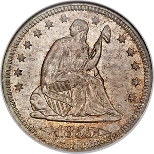 image for: 1855-O 25C Arrows MS67 NGC. CAC. Briggs 1-B....
