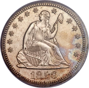 image for: 1850 25C PR62 PCGS. Briggs 3-C....