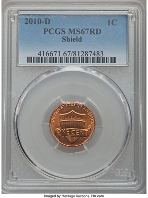 image for: 2010-D 1C MS67 Red PCGS. PCGS Population (8/0). NGC Census: (0/0). ...