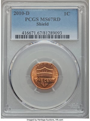 image for: 2010-D 1C MS67 Red PCGS. PCGS Population (8/0). NGC Census: (0/0). ...