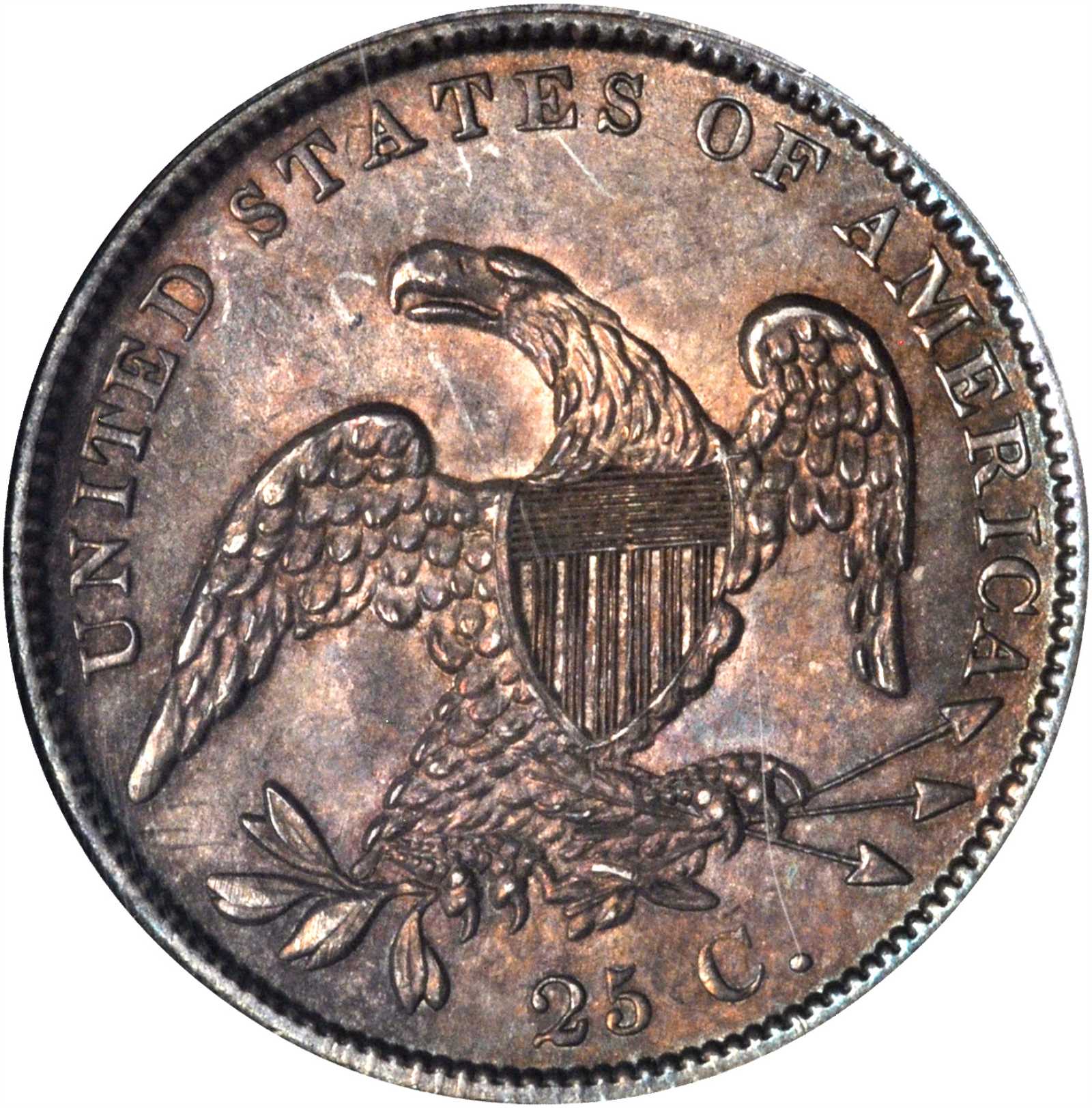 1838 25c Capped Bust MS65 CAC thumbnail 9