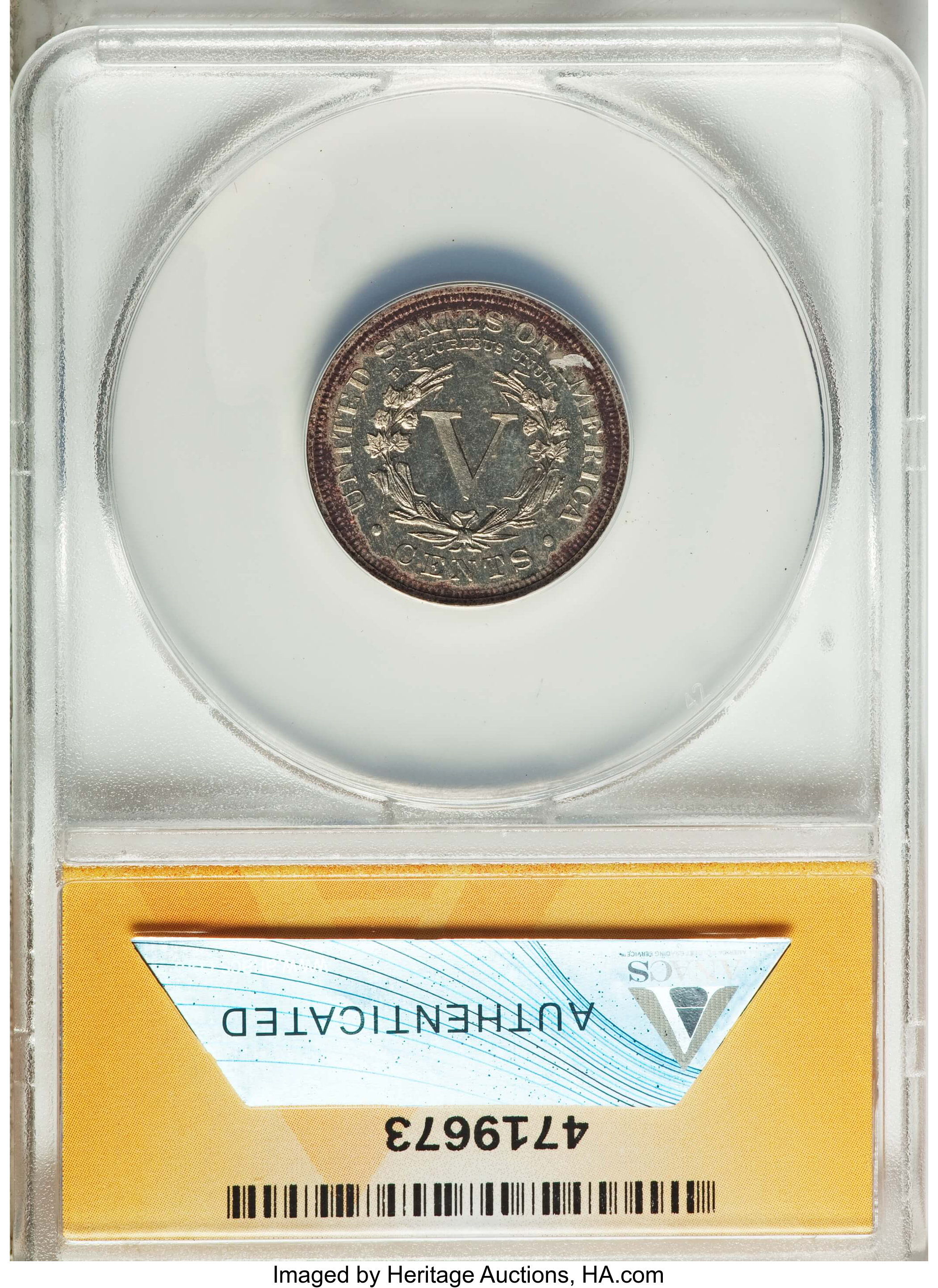 1893 5c AU53 CAC thumbnail 6