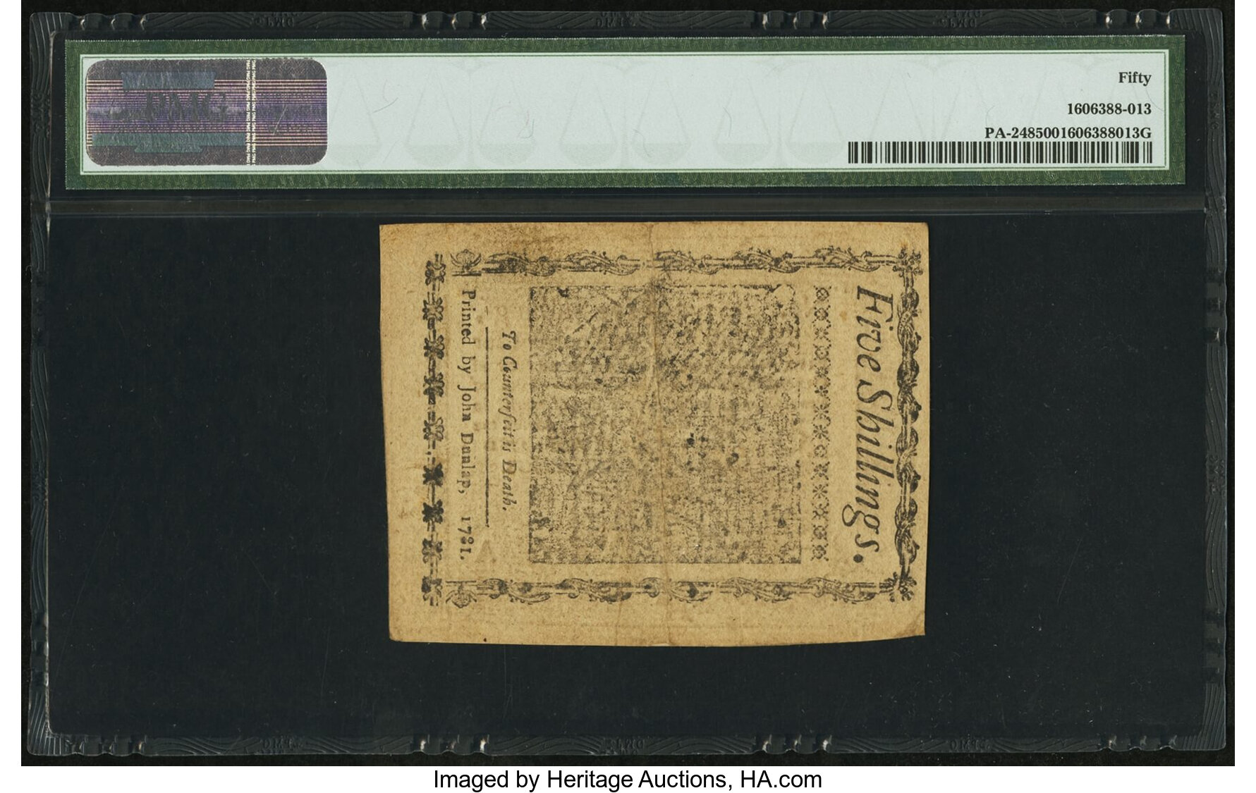 image for: Pennsylvania April 20, 1781 5s PMG About Uncirculated 50....