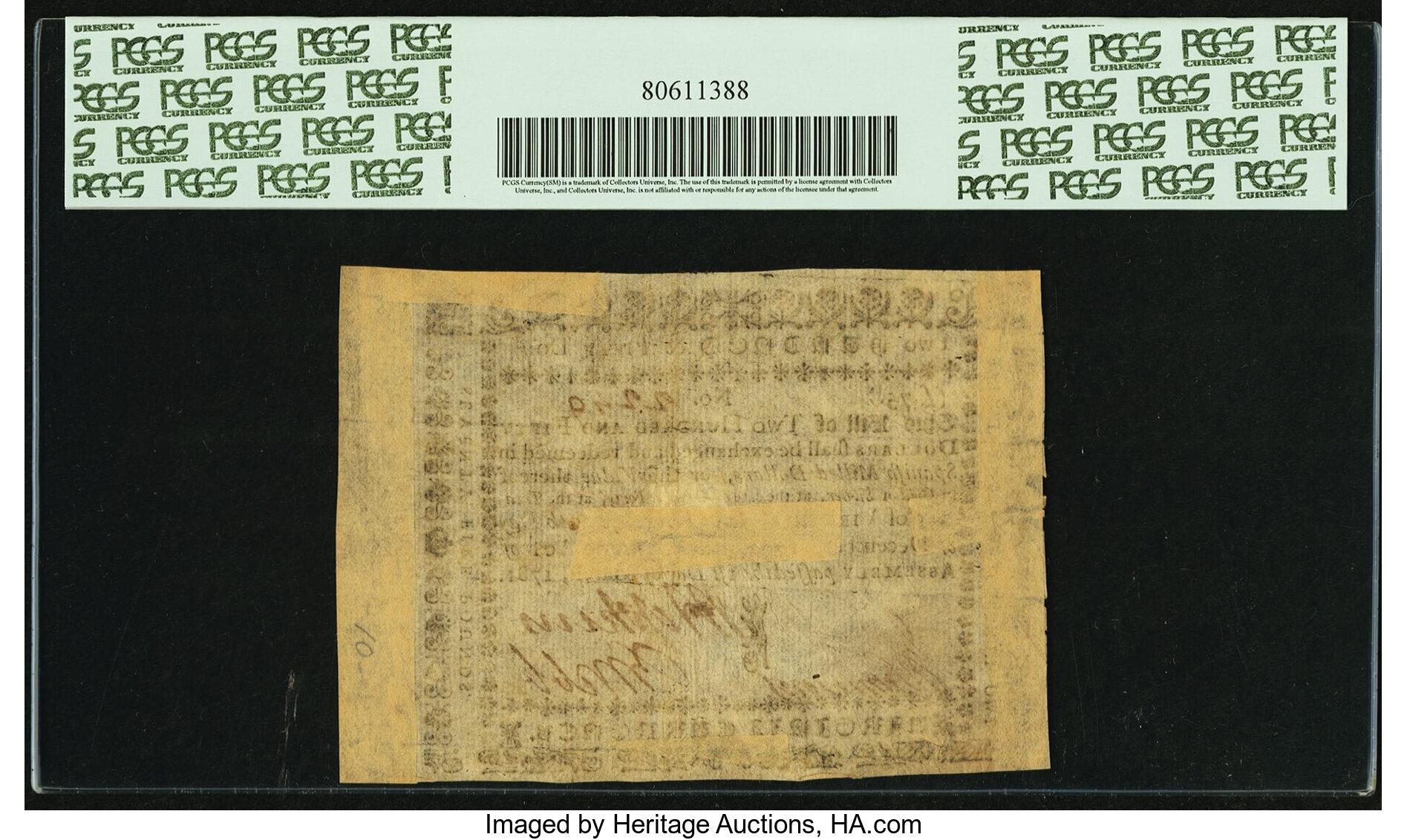 image for: Virginia March 1, 1781 $250 printed on thin laid paper PCGS Apparent Very Fine 25....