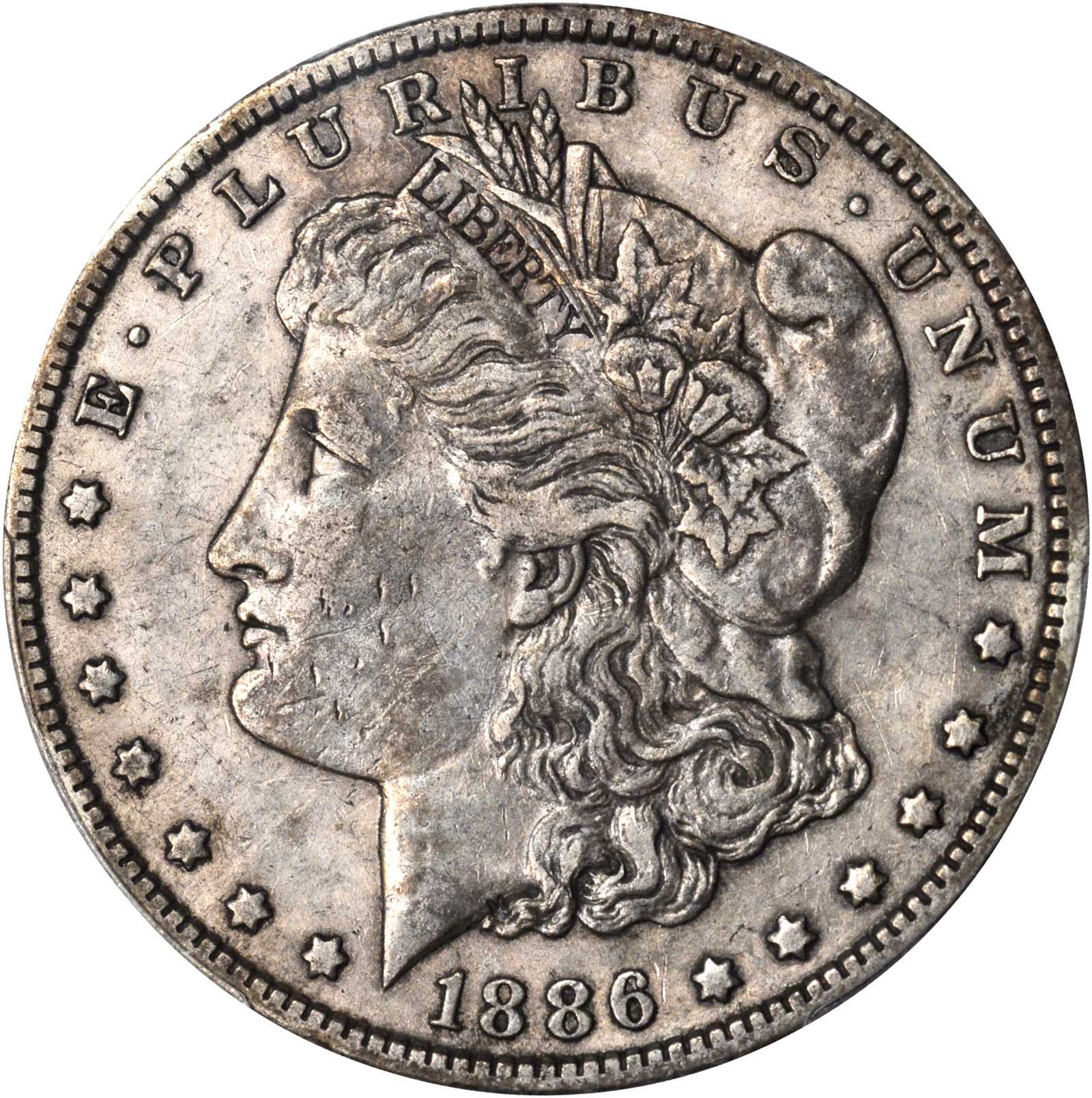 1886-O Morgan Silver Dollar. VAM-1A. Top 100 Variety. Clashed E on Reverse. EF-40 (PCGS).