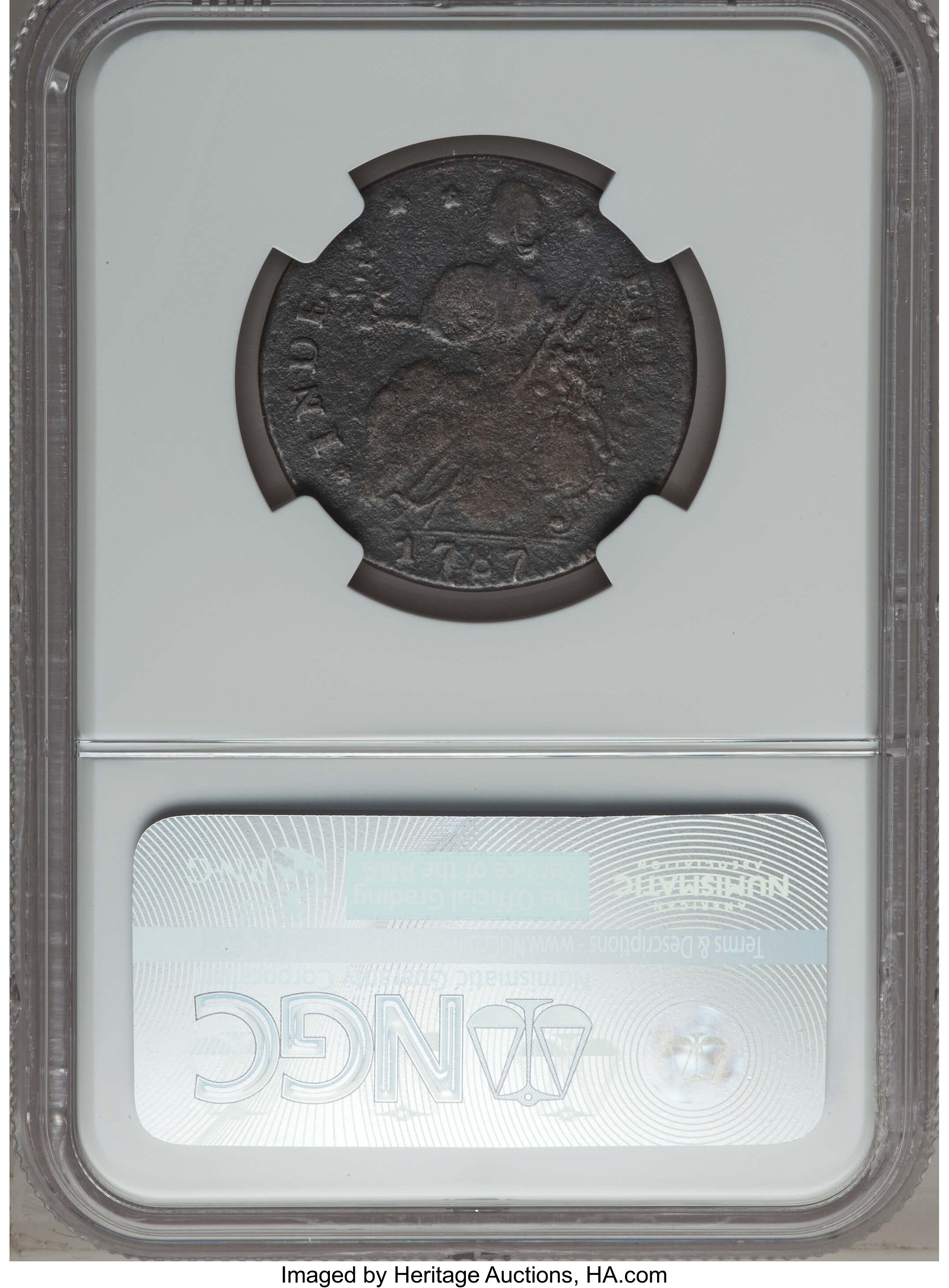 1787 Copper Connecticut, Draped Bust Left MS BN G4 BN thumbnail 2