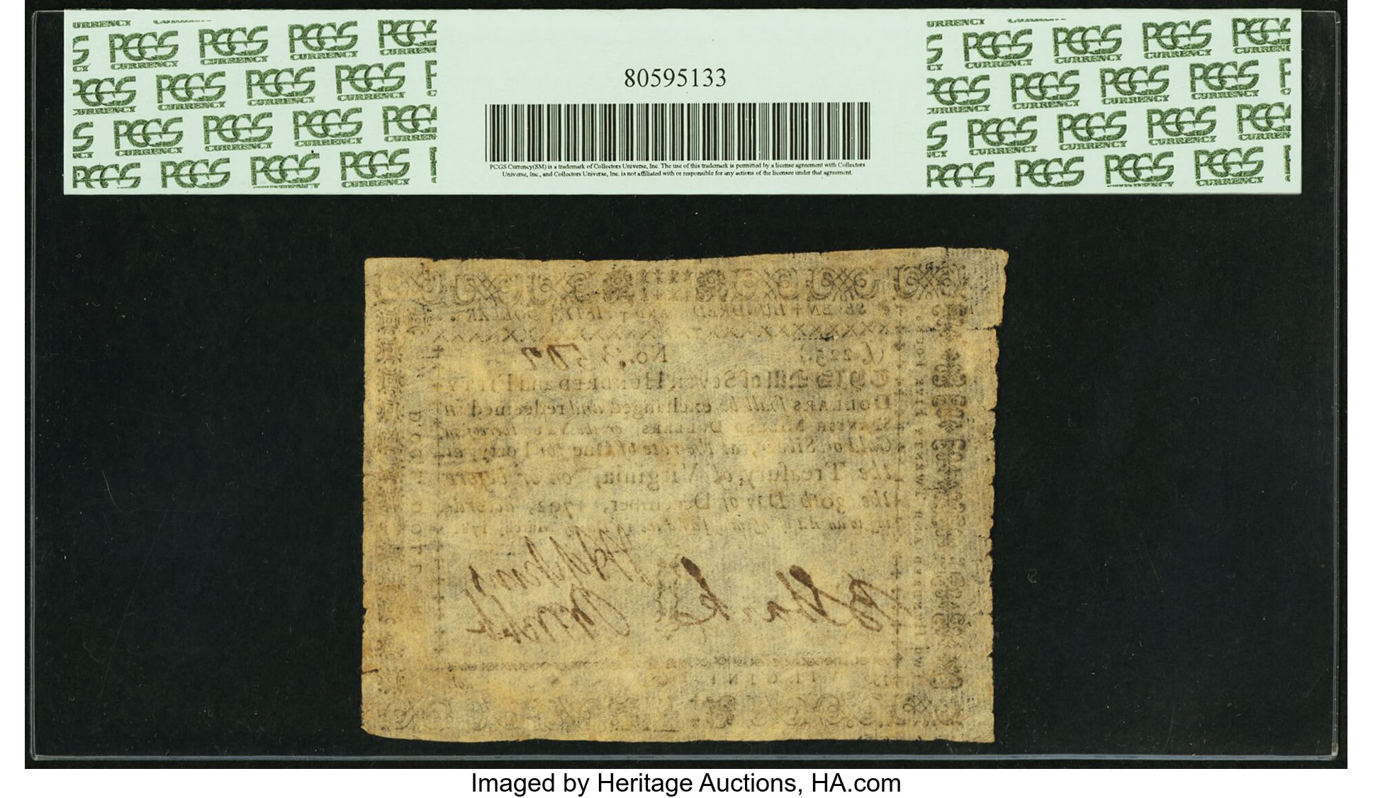 image for: Virginia March 1, 1781 $750 printed on thin laid paper PCGS Very Fine 35....