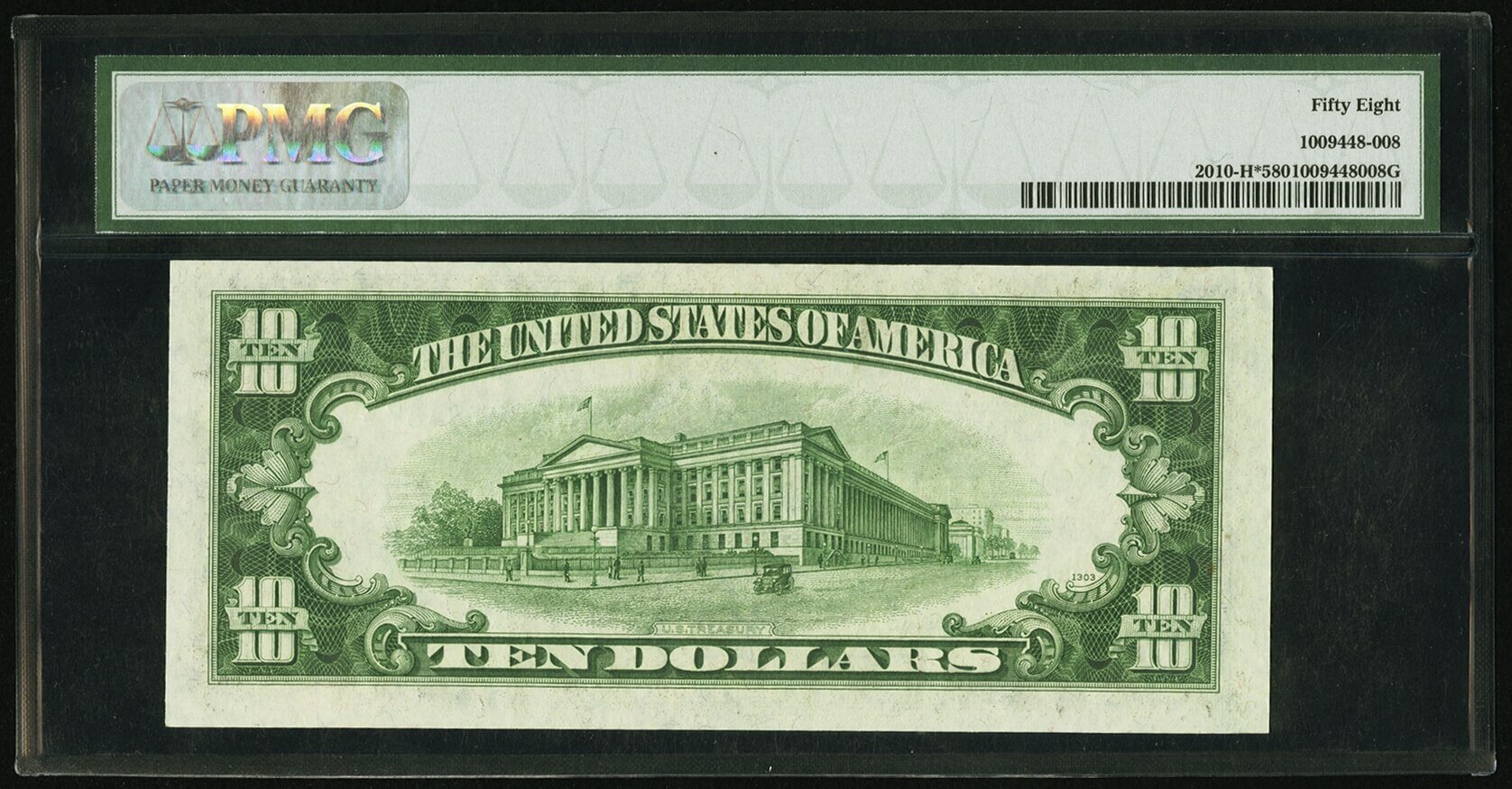 image for: Fr. 2010-H* $10 1950 Wide Federal Reserve Star Note. PMG Choice About Unc 58....