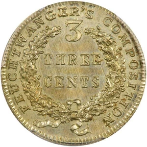 image for: 3C TOKEN 1864 FEUCHTWANGER PCGS MS63 CAC