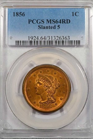 image for: 1C 1856 SLANTED 5 PCGS MS64RD