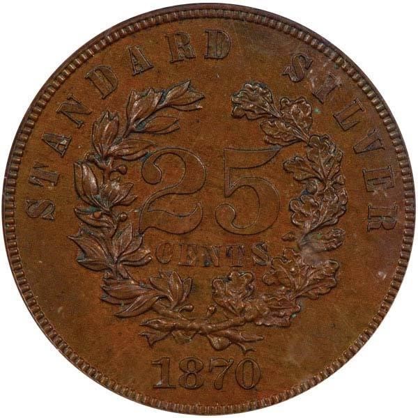 image for: 25C 1870 J-914 PCGS PR63BN