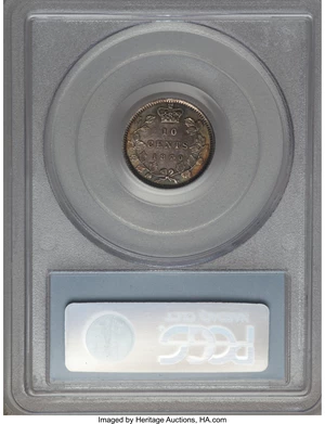 image for: Victoria "Narrow 0" 10 Cents 1870 AU58 PCGS