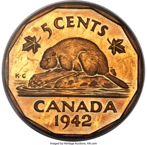 image for: George VI Tombac Specimen 5 Cents 1942 SP64 PCGS