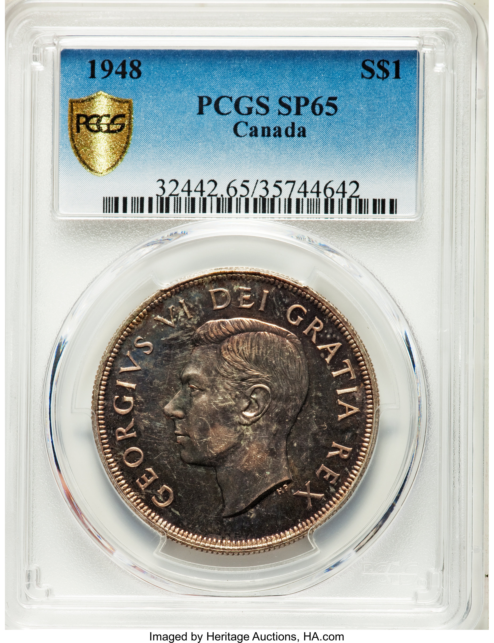 image for: George VI Specimen Dollar 1948 SP65 PCGS