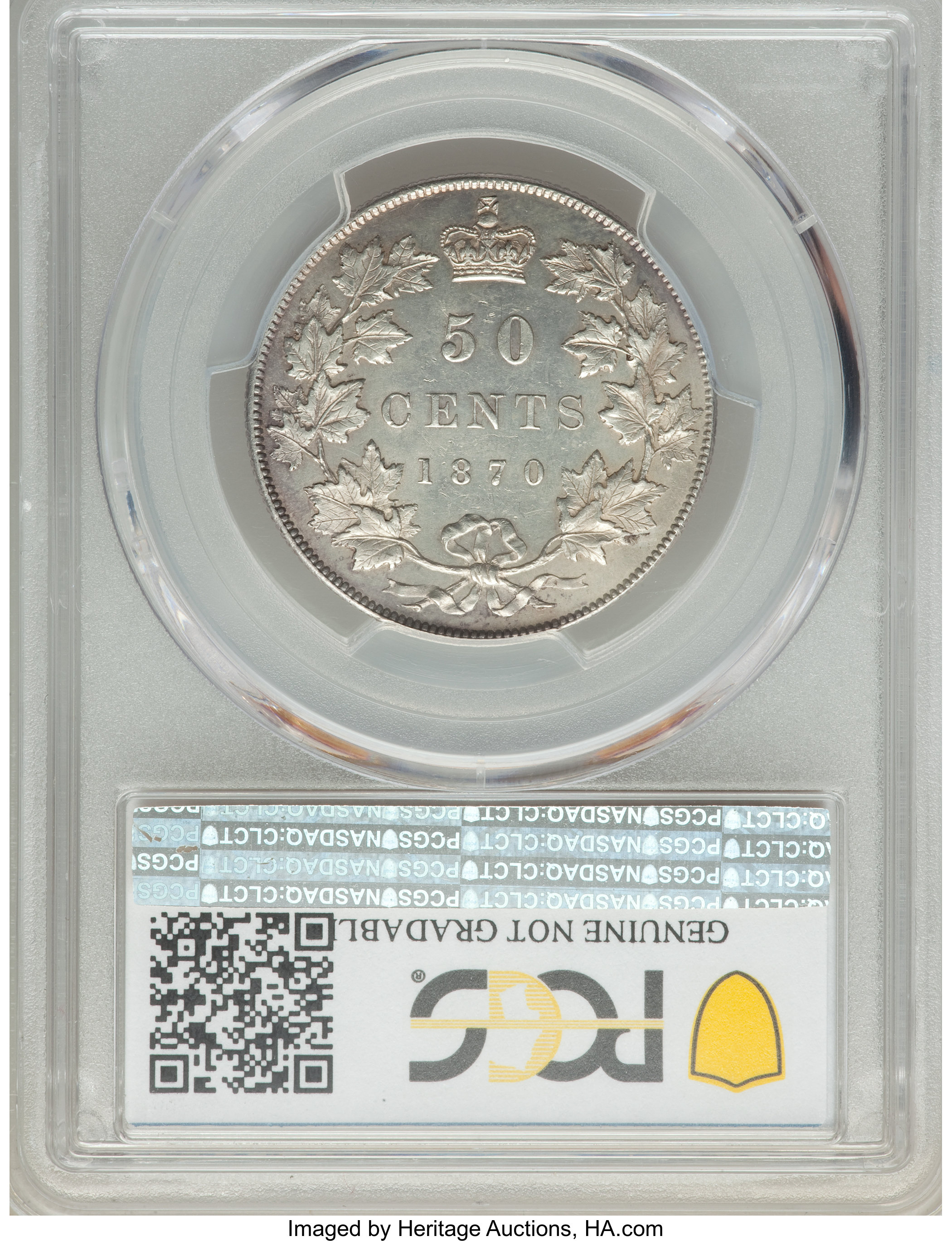 image for: Victoria "LCW" 50 Cents 1870 UNC Details (Cleaned) PCGS