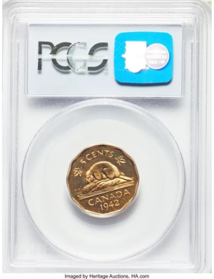 image for: George VI tombac Specimen 5 Cents 1942 SP66 PCGS
