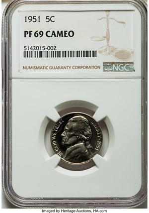image for: 1951 5C PR69 Cameo NGC....