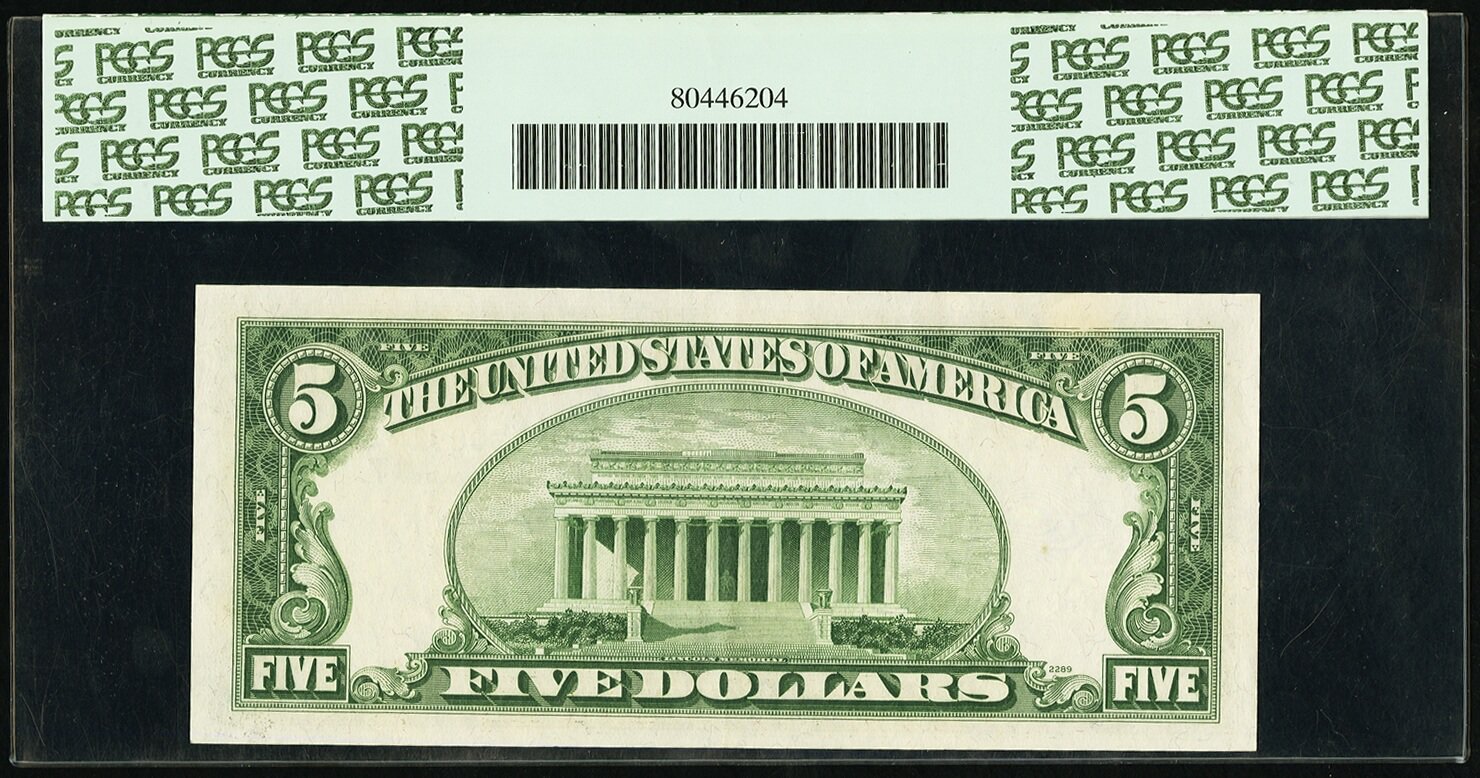 image for: Fr. 1962-G* $5 1950A Federal Reserve Star Note. PCGS Choice About New 58....