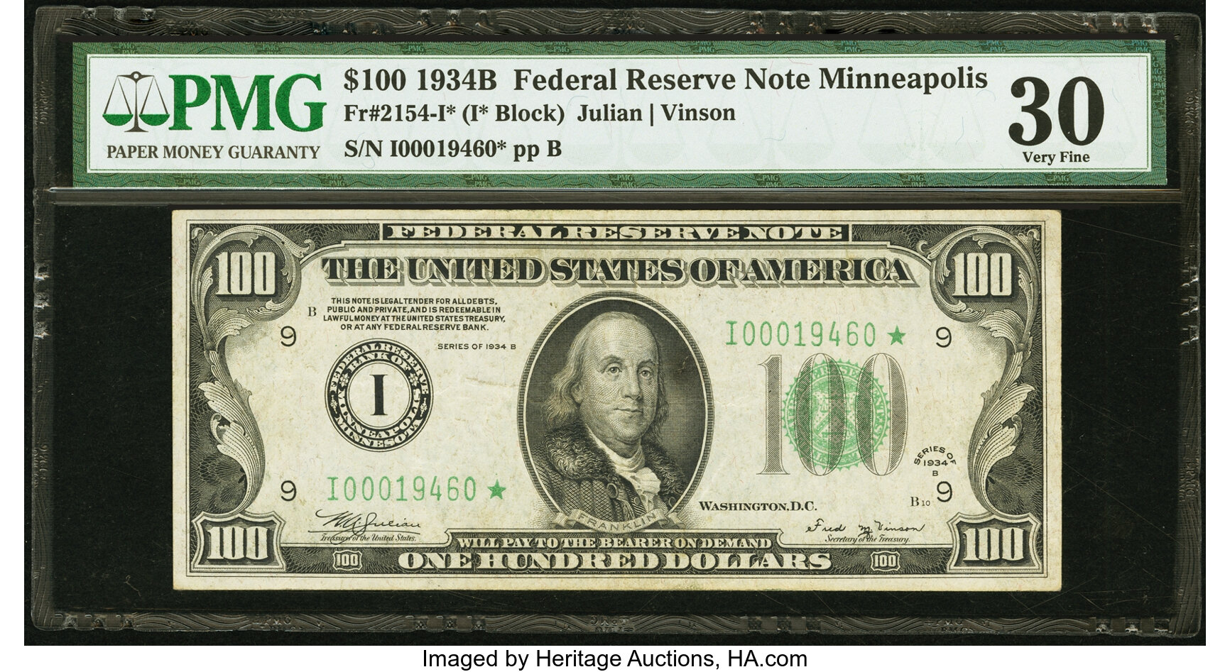 image for: Fr. 2154-I* $100 1934B Federal Reserve Note. PMG Very Fine 30....