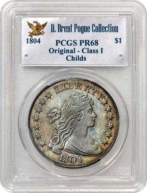 image for: 1804 Draped Bust Silver Dollar. Class I Original. Bowers Borckardt-304. Proof-68 (PCGS).