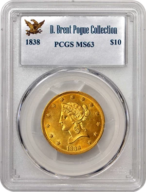image for: 1838 Liberty Eagle. Mint State-63 (PCGS).