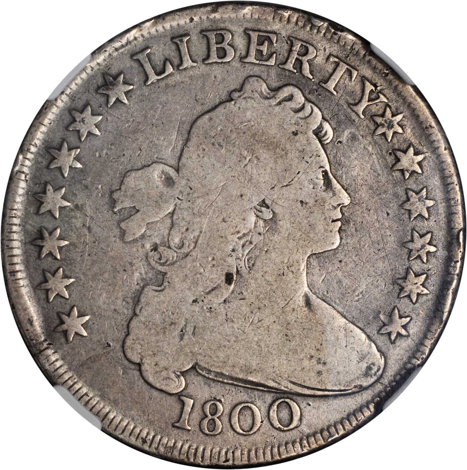 1800 Draped Bust Silver Dollar. Good-6 (NGC).
