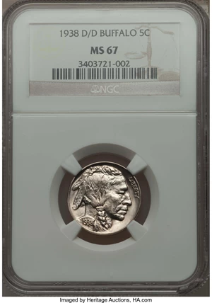 image for: 1938-D/D 5C Type One PR67 NGC. NGC Census: (117/1). PCGS Population (0/0)....