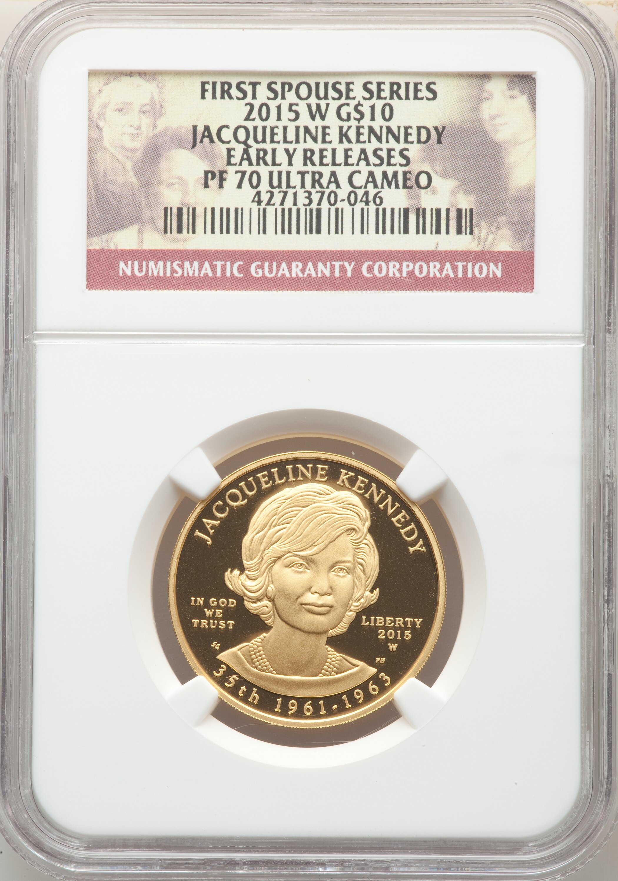image for: 2015-W $10 Jacqueline Kennedy Half-Ounce Gold Ten Dollar, Early Releases PR70 Ultra Cameo NGC. NGC Census: (0). PCGS Popula...